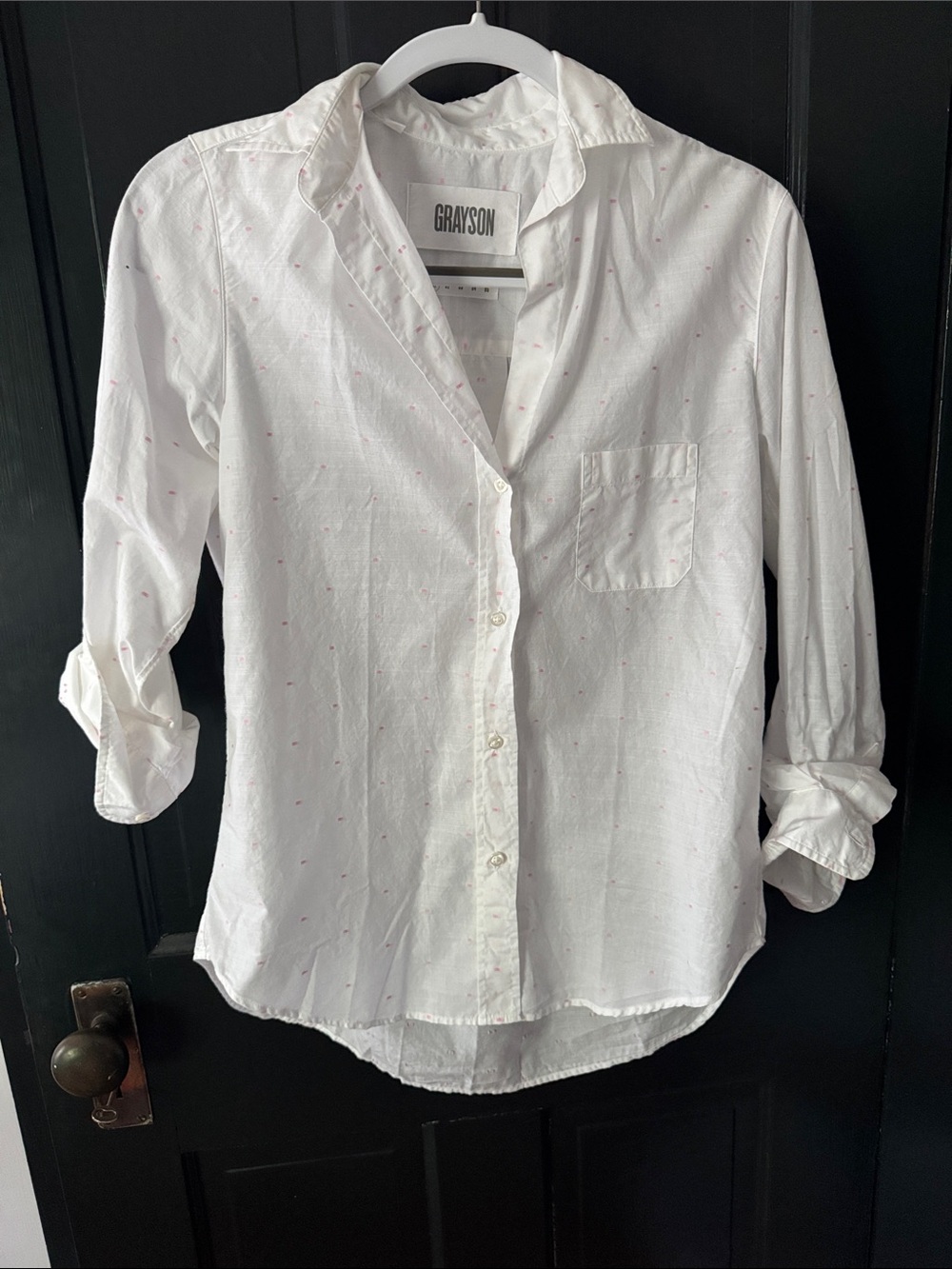 NWT Grayson The Hero White with Pink Fil Coupe Sz 1 (Small) 100% cotton